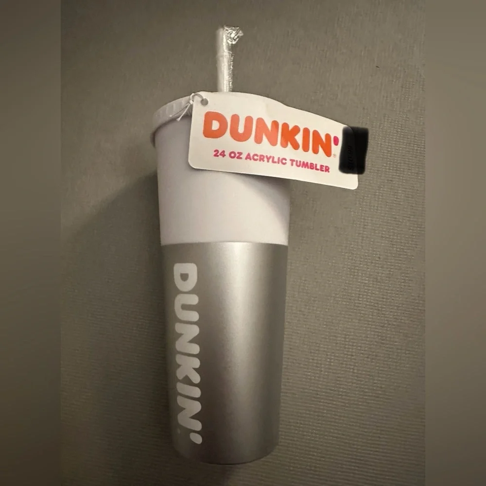 Dunkin Soft Acrylic Tumbler Silver and White - Picture 2 of 5